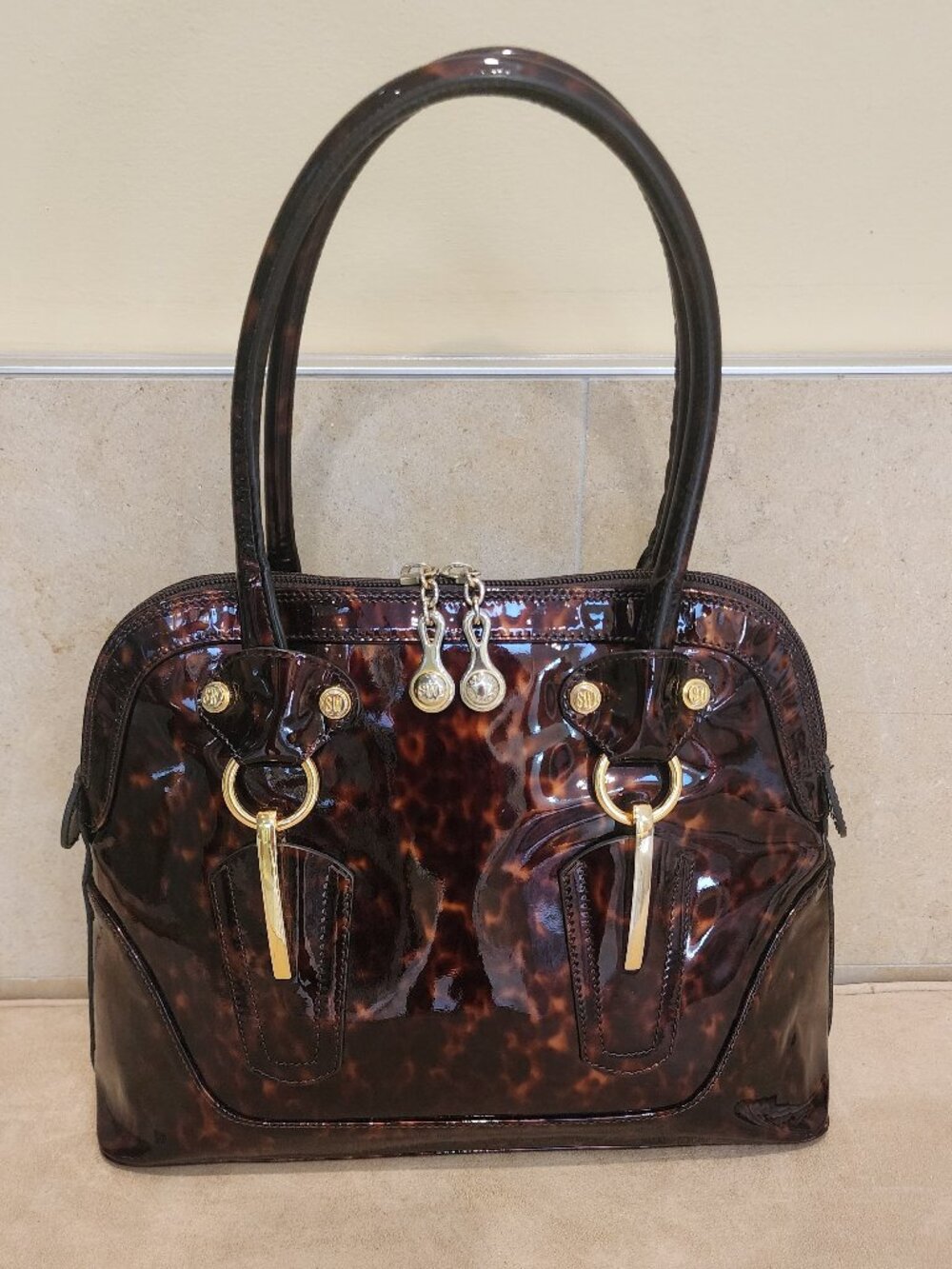 Stuart Weitzman limited edition tortoise shell patent leather bag